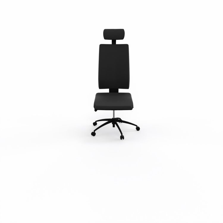 Siège Opus - mécanisme synchrone réglable en intensité avec profondeur d'assise réglable et têtière - assise et dossier tissu Bondaï  noir - piètement nylon noir - Roulettes pour sol dur