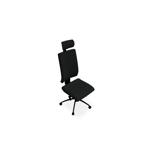 Siège Opus - mécanisme synchrone réglable en intensité avec profondeur d'assise réglable et têtière - assise et dossier tissu Bondaï  noir - piètement nylon noir - Roulettes pour sol dur