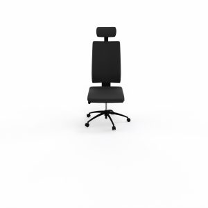 Siège Opus - mécanisme synchrone réglable en intensité avec profondeur d'assise réglable et têtière - assise et dossier tissu Bondaï  noir - piètement nylon noir - Roulettes pour sol souple