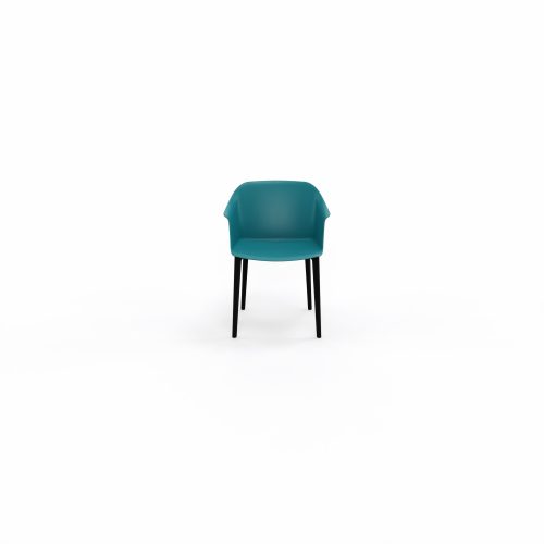 Fauteuil Scott coque polypropylène turquoise sur 4 pieds nylon noir