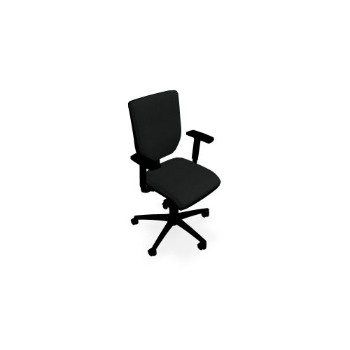 Siège Alter - mécanisme synchrone avec accotoirs 1D - assise standard et dossier tissu Bondaï noir - piètement nylon noir