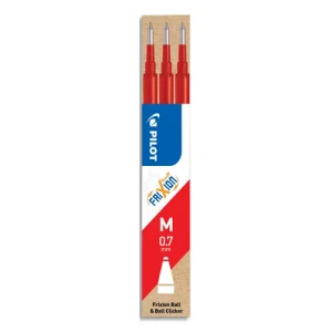 PILOT Set de 3 recharges pour roller FriXion Ball. Pointe moyenne 0,7 mm. Encre Rouge