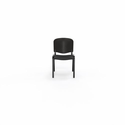 Chaise Anthra+ assise tissu Bondaï noir - dossier résille noire - structure 4 pieds métal lisse noir