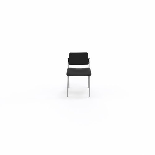 Chaise Inventiv 4 pieds finition gris aluminium revêtement tissu noir - dossier avec contre-coque noire