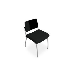 Chaise Inventiv 4 pieds finition gris aluminium revêtement tissu noir - dossier avec contre-coque noire