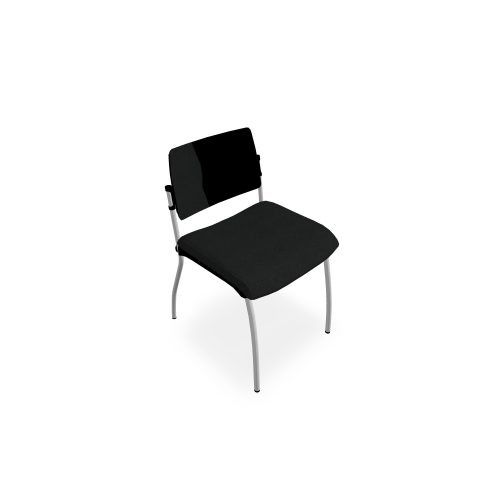 Chaise Inventiv 4 pieds finition gris aluminium revêtement tissu noir - dossier avec contre-coque noire