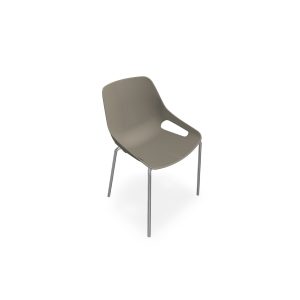 Chaise 4 pieds Rosalie sans placet - Pied métal chromé - Assise polypropylène gris