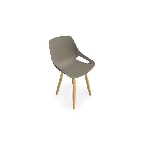 Chaise 4 pieds Rosalie sans placet - Pied hêtre multipli vernis naturel - Assise polypropylène gris