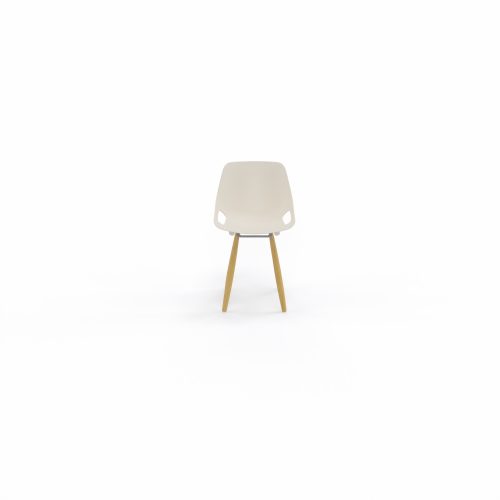 Chaise 4 pieds Rosalie sans placet - Pied hêtre multipli vernis naturel - Assise polypropylène blanc