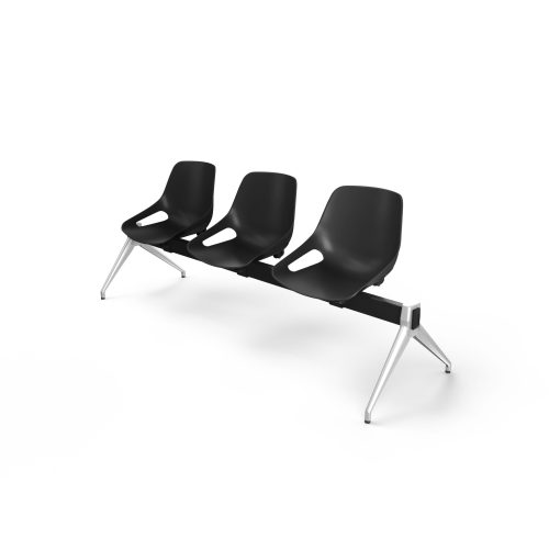 Poutre Rosalie 3 places assise polypropylène jaune - piétement aluminium poli - traverse métal gris aluminium
