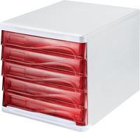 helit Module de classement "the wave", 5 tiroirs,blanc/rouge