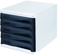 helit Module de classement "the wave", 5 tiroirs, blanc/noir