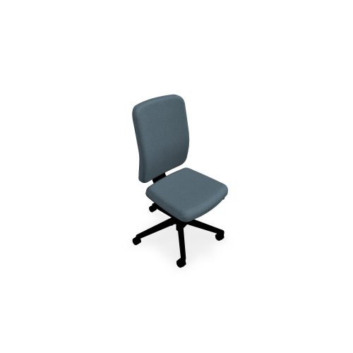 Siège Oscar haut dossier mécanisme ergonomique dossier coque noir tissu Bondaï  gris orage piétement nylon noir - roulettes sol souple