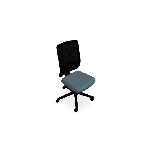 Siège Oscar haut dossier mécanisme ergonomique dossier résille noire cadre noir assise tissu Bondaï  gris orage piétement nylon noir - roulettes sol dur
