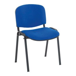 Chaise de conférence Iso Classic en tissu polyfibre Bleu, structure 4 pieds en métal époxy Noir