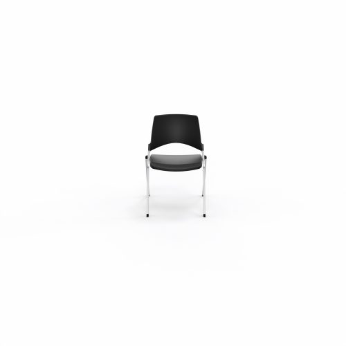 Chaise Emi dossier assise fixe polypropylène noir sans accoudoirs sans accroche 4 pieds métal chromé