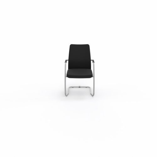 Lot de 2 chaises luge Isabel haut dossier tissu Bondaï noir piètement métal gris aluminium