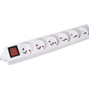 DEXLAN Multiprise 6 prises avec interrupteur blanche - 4,0 m