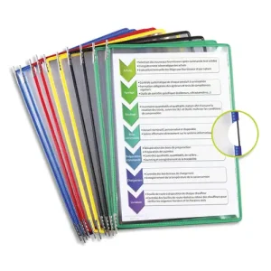 TARIFOLD Paquet de 10 poches pour pupitre - Format A4 en PVC, coloris assortis