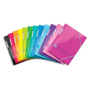 OXFORD Chemise 3 rabats à élastiques COLOR LIFE en carte pelliculée 300g. Format A4. Coloris assortis.