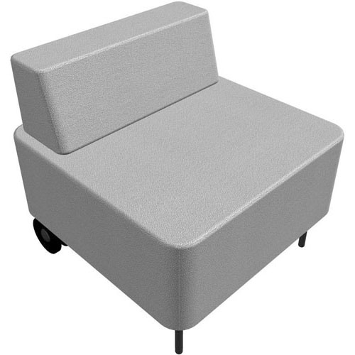 Chauffeuse 1 place Zélie L.67 x H. 64,7 cm assise tissu Step Mélange Vert d'eau chiné avec dossier tissu Step Mélange Vert d'eau chiné sur 2 pieds tubes fixes D.20 mm à l'avant et 2 pieds sur roues D. 125mm c