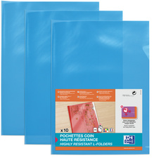 Oxford Pochettes-coin haute résistance, A4, PVC, bleu