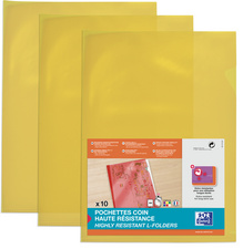 Oxford Pochettes-coin haute résistance, A4, PVC, jaune