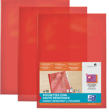 Oxford Pochettes-coin haute résistance, A4, PVC, rouge