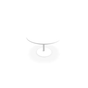 Table de réunion individuelle ronde Ø 120 cm ép. 25 mm décor blanc neige sur piétement central fixe rond blanc