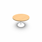 Table de réunion ronde H. 73,5 cm x D. 120 cm EP38mm pré percés pour obturateurs mélamine chêne café piètement central métal lisse gris aluminium