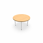 Table de réunion ronde H. 73,5 cm x D. 120 cm EP38mm pré percés pour obturateurs mélamine chêne café piètement éléctrifiables métal lisse gris aluminium