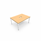 Table rectangulaire Eloise L. 160 cm x P. 120 H. 74,8 mélamine percé 2 pour trappes 4 pieds carrés métal