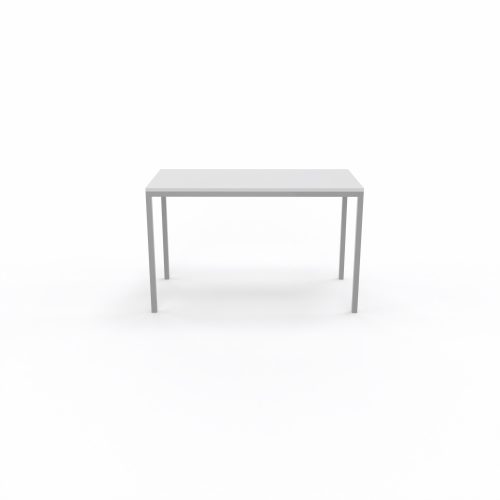 Table polyvalente rectangulaire L. 120 x P. 60 cm - plateau décor blanc neige piétement finition gris aluminium