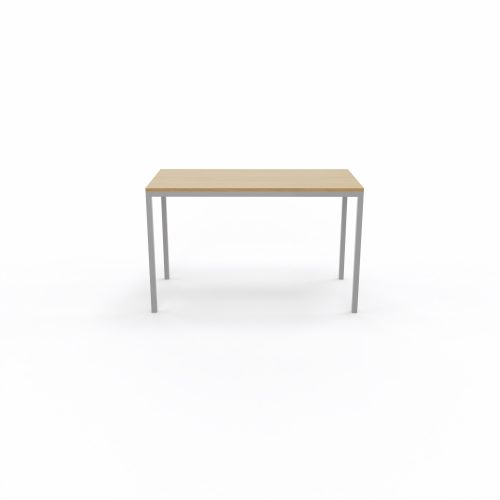 Table polyvalente rectangulaire L. 120 x P. 60 cm - plateau décor chêne clair piétement finition gris aluminium