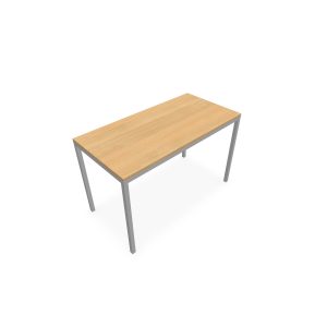 Table polyvalente rectangulaire L. 120 x P. 60 cm - plateau décor chêne clair piétement finition gris aluminium
