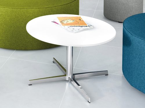 Table basse Star ronde ø 75 cm - plateau décor blanc neige piétement aluminium poli