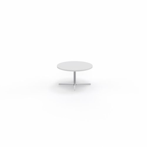 Table basse Star ronde ø 75 cm - plateau décor blanc neige piétement aluminium poli
