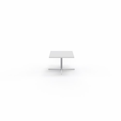 Table basse Star carrée L. 60 x P. 60 cm - plateau décor blanc neige piétement aluminium poli