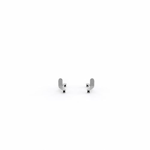 Jeu de 2 pieds métal lisse gris aluminium sur roulettes avec boutons associés