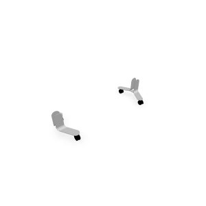 Jeu de 2 pieds métal lisse gris aluminium sur roulettes avec boutons associés