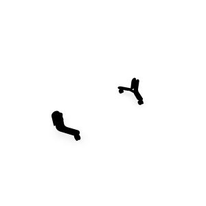 Jeu de 2 pieds métal lisse noir sur roulettes avec boutons associés