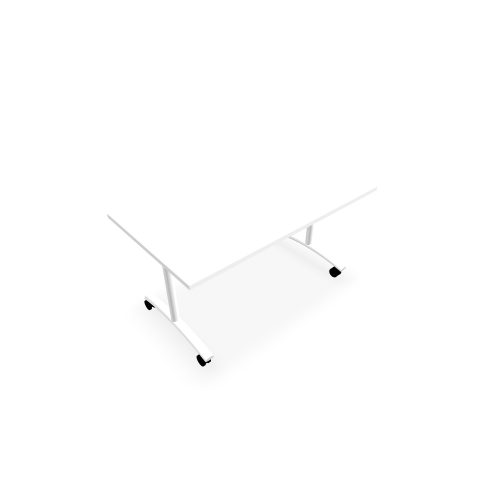 Table abattante modulable rectangulaire L. 140 x P. 80 x H. 73,5 cm - plateau mélamine ép. 25 mm mélamine blanc neige piètements métalliques sur roulettes métal lisse blanc