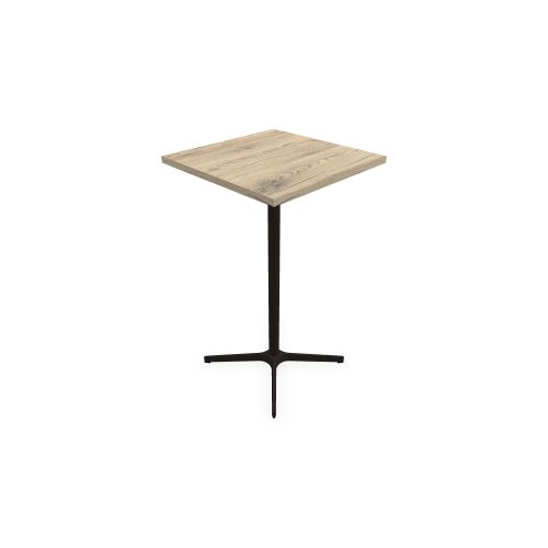 Table indoor Lucie L. 60 cm x l. 60 cm x H. 105 cm mélamine chêne Brunswick pieds métal structuré noir