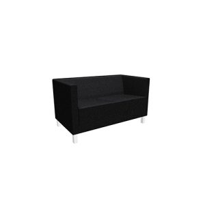 Canapé Galway 2 places L. 128 cm similicuir inca noir 4 pieds carrés gris aluminium