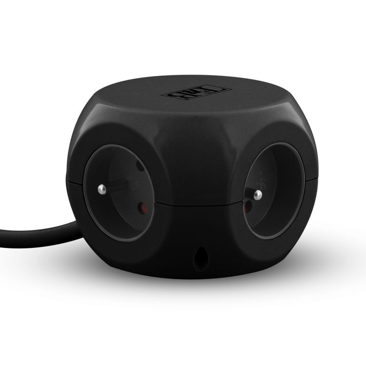 Cube 3PC + 3 USB prise  noir version Europe