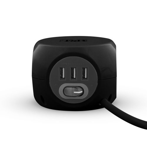 Cube 3PC + 3 USB prise  noir version Europe