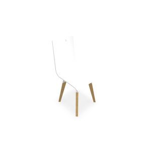 Chaise 4 pieds Evasion avec poignée de préhension - assise et dossier en hêtre multipli blanc - 4 pieds en hêtre naturel vernis massif surmontés d'une structure métal structuré blanc