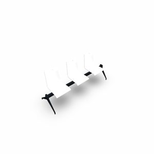 Poutre Evasion 3 places - poutre structure métal gris aluminium - assise hêtre multipli teinté blanc
