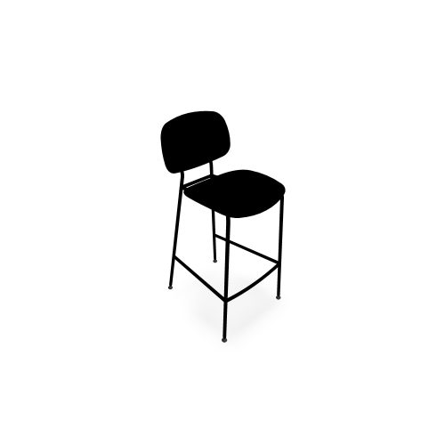 Tabouret Sofia H. 77,3 cm polypropylène noir sur 4 pieds métal lisse noir