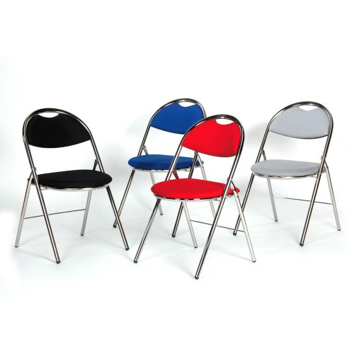 Chaise pliante Arioso en simili cuir Noir, 4 pieds tube époxy Noir avec patins de protection